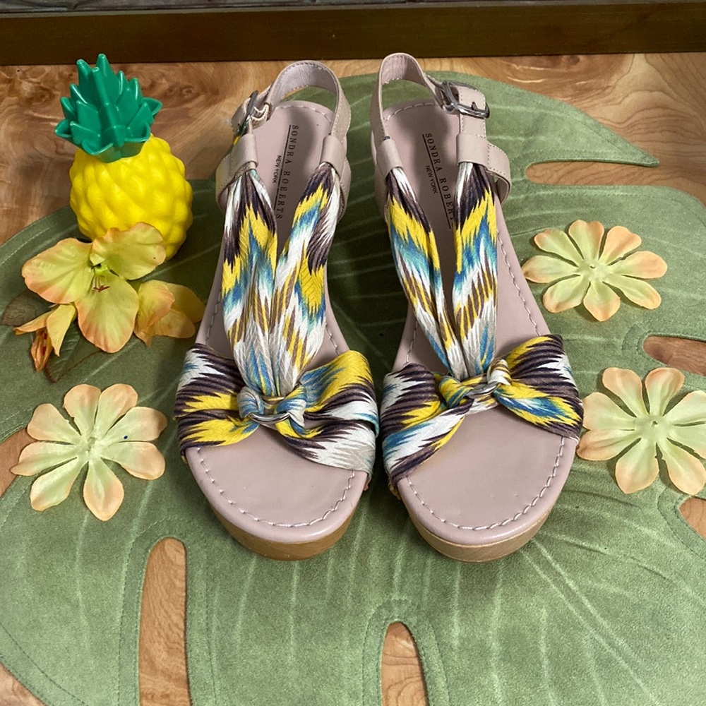 Sondra Roberts Wood Platform Sandals